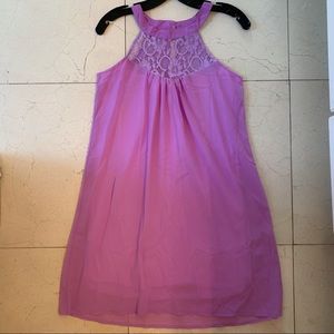 Women’s Lace Patchwork Purple Chiffon Dress